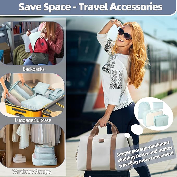 10 Pcs Set Packing Cubes - Travel Packing Organizers, Expandable Suitcase Organizer, Luggage Organizer Bags - Image 6