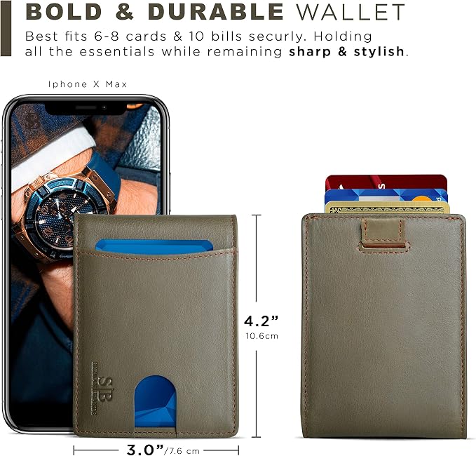 SERMAN BRANDS RFID Blocking Slim Bifold Genuine Leather Thin Minimalist Front Pocket Wallets for Men Billfold Wallet Men Gift - Image 5