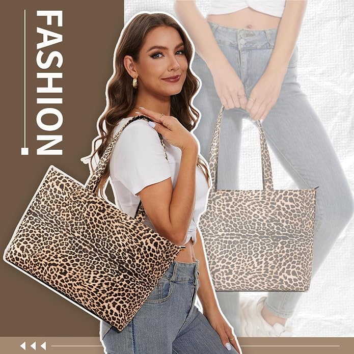 KALIDI Tote Bag Zipper Shoulder Bag Vegan Leather Purses Satchel for Women | Large Casual Handbag for Work Commuting Dating College Everyday - Image 2