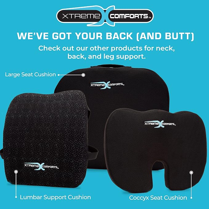 Xtreme Comforts Seat Cushions | Office Chair Cushions for Desk, Car, Wheelchair| Ergonomic Memory Foam Seat Cushion for Support & Comfort | Helps Improve Sitting Posture for Work & Body Relief - Image 7