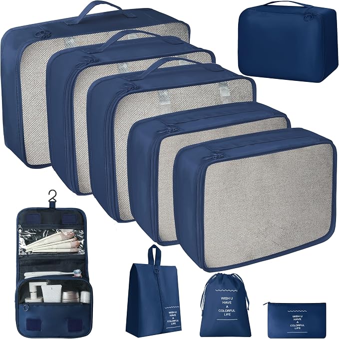 10 Pcs Set Packing Cubes - Travel Packing Organizers, Expandable Suitcase Organizer, Luggage Organizer Bags by WelcometoLUCDNC
