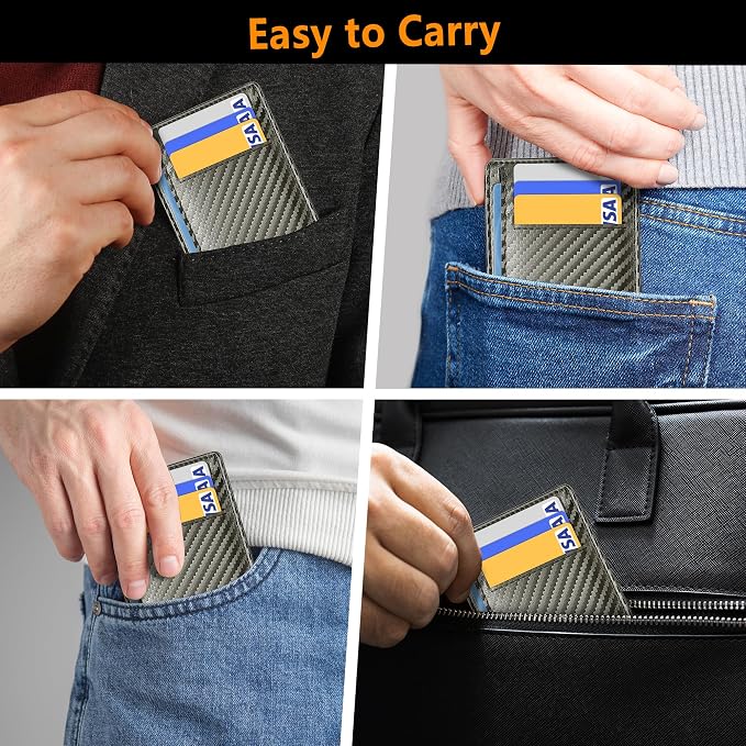 Travelambo Slim Minimalist Wallet for Men, RFID Blocking Credit Card Holder, Front Pocket ID Card Case, Gifts for Men, Husband, Boyfriend, Teenage - Image 8