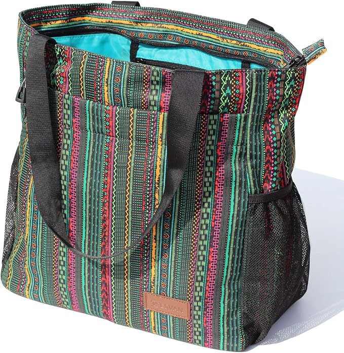 ESVAN Original Floral Tote Bag Large Shoulder Bag with Multi Pockets for Gym Travel Beach Daily Bags by ESVAN