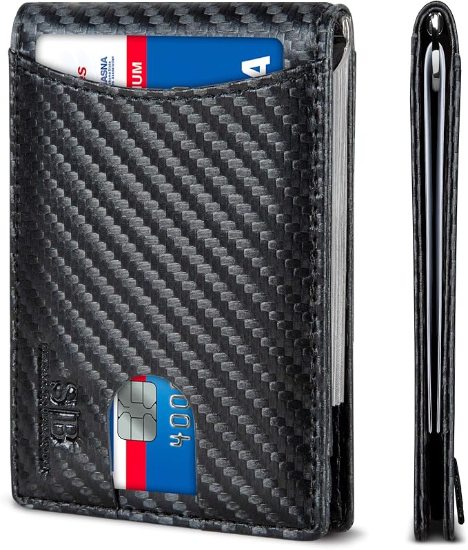 SERMAN BRANDS RFID Blocking Slim Bifold Genuine Leather Minimalist Front Pocket Wallets for Men with Money Clip Thin Mens by SERMANBRANDS