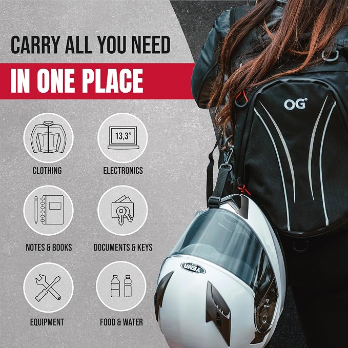 RoadRunner Waterproof Motorcycle Backpack 20L 2 Helmets Anti Theft Pocket | Lightweight design with laptop compartment, helmet strap and reflective details for motorcycle, cycling and daily use. - Image 5