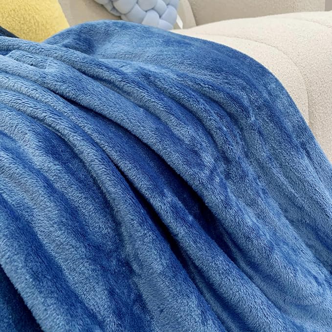 Travel Blanket Pillow 60x50 Inches Rolled Premium Soft Plush Airplane Throw Traveling Essentials Compact in a Bag Essential Gifts for Women & Toddler Airplane Accessories (Navy Blue) - Image 2