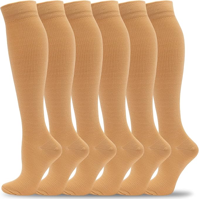 fenglaoda Compression Socks Women Men 6 Pairs, Knee High Best Support Circulation Socks for Running, Travel, Flight, Nurse by fenglaoda