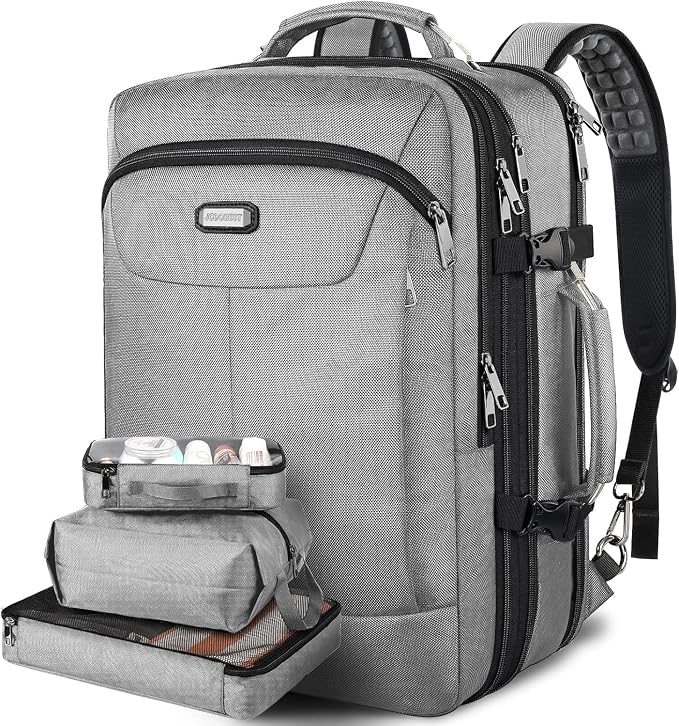 VECKUSON 50L Carry-On Backpack, TSA Approved for Flights, Extra Large Gaming & Travel Laptop Bag with USB Charger, 3 Packing Cubes, RFID Anti-Theft, Heavy Duty Weekender for Men & Women by TryingtoBuyHappiness