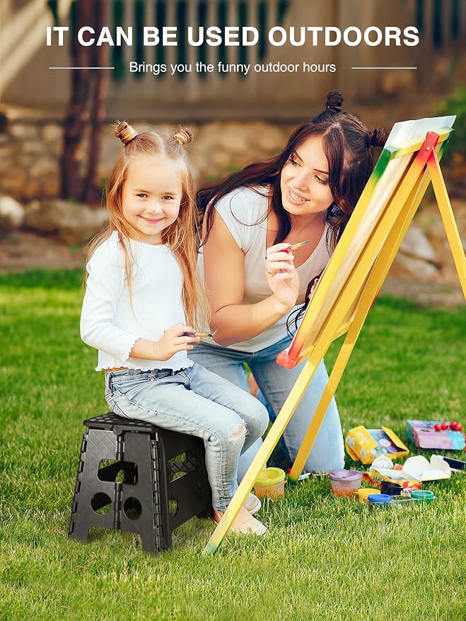 Dyforce Folding Step Stool 13 Inch,300lbs Foldable Stool for Adults & Kids | Stepping Stool Black,Non-Slip Plastic Compact Foot Stool with Carry Handle,Lightweight for Bathroom Kitchen Bedroom Garden - Image 8