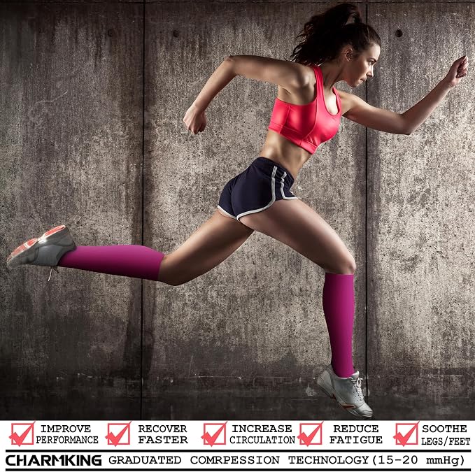 CHARMKING Compression Socks for Women & Men Circulation (3 Pairs) 15-20 mmHg is Best Support for Athletic Running Cycling - Image 2