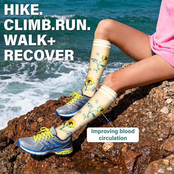 Acture 6 Pack Compression Socks for Women and Men - Knee High for Medical, Running, Nurses, Travel - Image 5