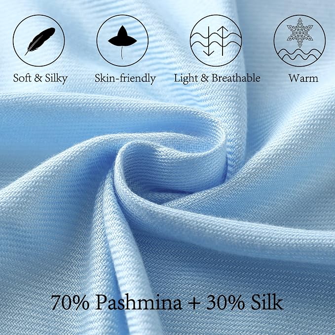 Soft Silky Pashmina Shawl Wraps Solid Colors Scarf for Wedding Evening Dresses - Image 2
