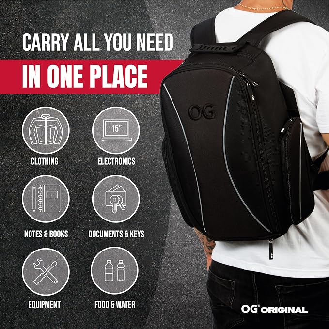 GO Waterproof Motorcycle Backpack Compact 20L for 2 Helmets 2 Carry Options | Lightweight design with laptop compartment, helmet strap and reflective details for cycling and motorcycle rides. - Image 5