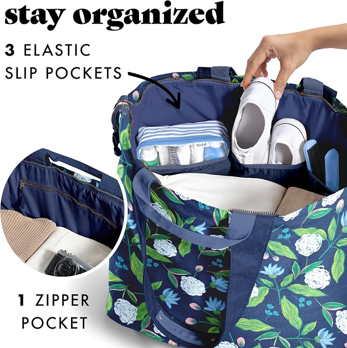 Fit & Fresh All The Things XL Beach Bag for Women, Oversized Travel Tote | Zip Closure, 3 Interior Pockets, 1 Large Zip Pocket, Dual Carry Handles, Canvas Weekender - Pool, College, Laundry, Groceries - Image 4