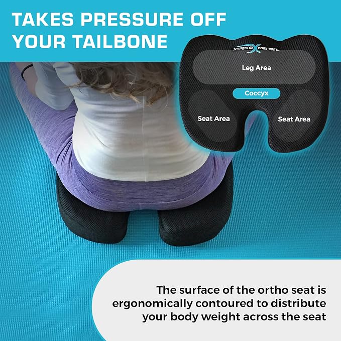 Xtreme Comforts Seat Cushions | Office Chair Cushions for Desk, Car, Wheelchair| Ergonomic Memory Foam Seat Cushion for Support & Comfort | Helps Improve Sitting Posture for Work & Body Relief - Image 2