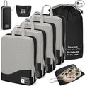 Compression Packing Cubes 8 Set, Dual Zipper Compression Packing Cubes for Travel, See-Through Mesh Packing Bags for Suitcases, Packing Cube with Shoe Bag (Black) by HWAEYEM
