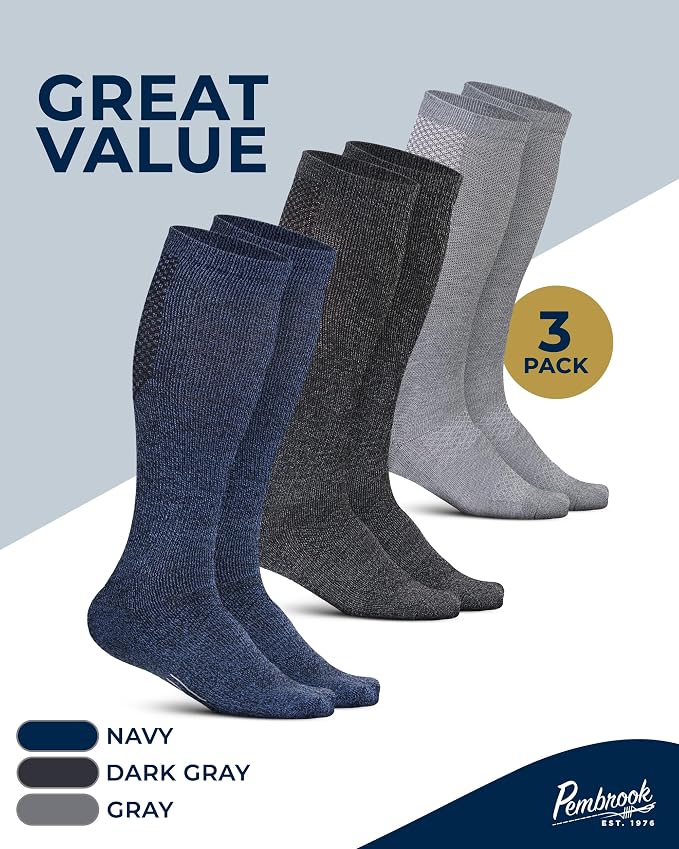 Pembrook® Light Compression Socks for Men & Women - 3 Pairs | 8-15 mmhg Compression Dress Socks for Men | Support Socks - Image 5