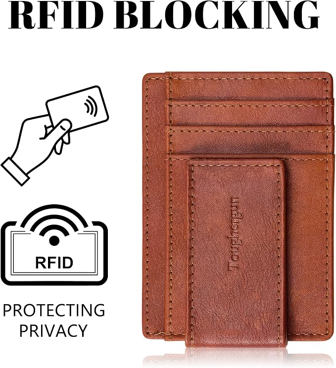 Toughergun Slim Wallet for Men RFID Blocking Money Clip, Minimalist Front Pocket Credit Card Holder, Magnetic Thin Mens Wallets with ID Window - Image 6