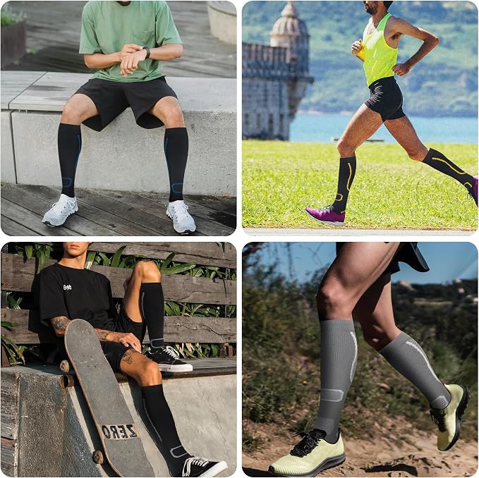 fenglaoda 6 Pairs Compression Socks for Women & Men Knee High Cute Circulation Socks for Nurse Pregnant Travel Athletic - Image 6