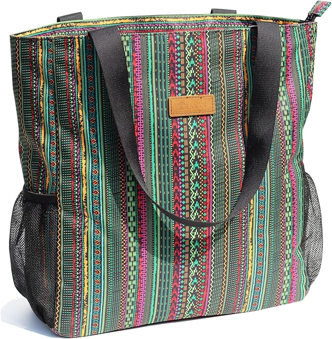 ESVAN Original Floral Water Resistant Large Tote Bag Shoulder Bag for Gym Beach Travel Daily Bags Upgraded by ESVAN