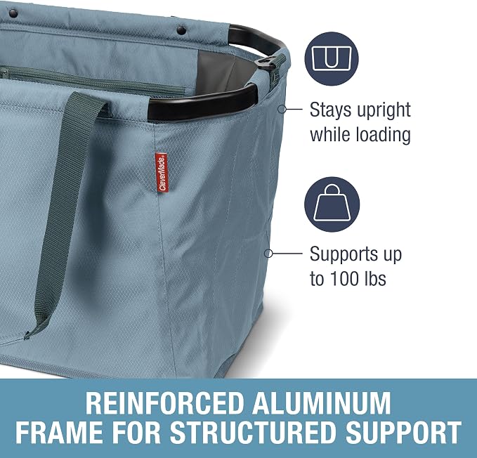 CleverMade Gear Hauler Pro Collapsible Tote Bag, 55L Outdoor Tote | Haul Bulky Gear Without Sagging | Aluminum Frame Holds 100 lb, While Shoulder and Crossbody Straps Offer Flexible Carry - Image 2