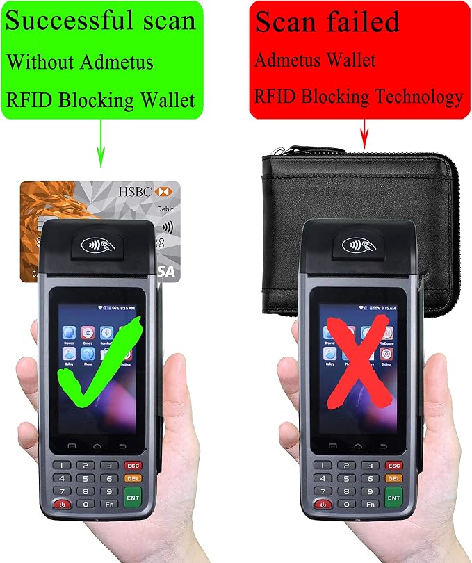 Admetus Mens RFID Blocking Wallets Zipper Leather Wallet for Men Bifold RFID Card Holder - Image 6