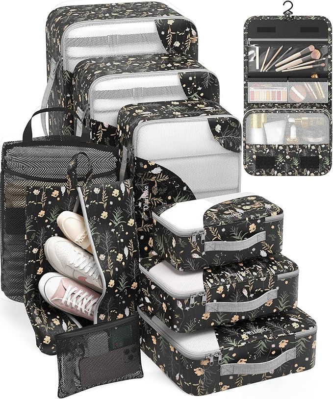 OlarHike 10 Set Packing Cubes for Travel,Gifts for Women Mom,Anti-Tearing Suitcase Organizer,with Over 1000 pcs Mesh Holes,Vacation Essentials & Accessories for Cruise Ship by OlarHike