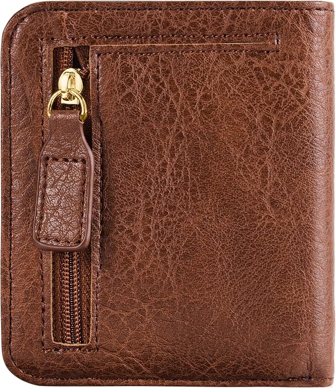 Gostwo Small Wallet for Women, Slim Bifold Credit Card Holder, Compact RFID Blocking Cash Wallet, Billfolds Thin Leather Zipper Pocket, Mini Wallet Gift for Ladies Teen Girls Travel with ID Window by Gostwo