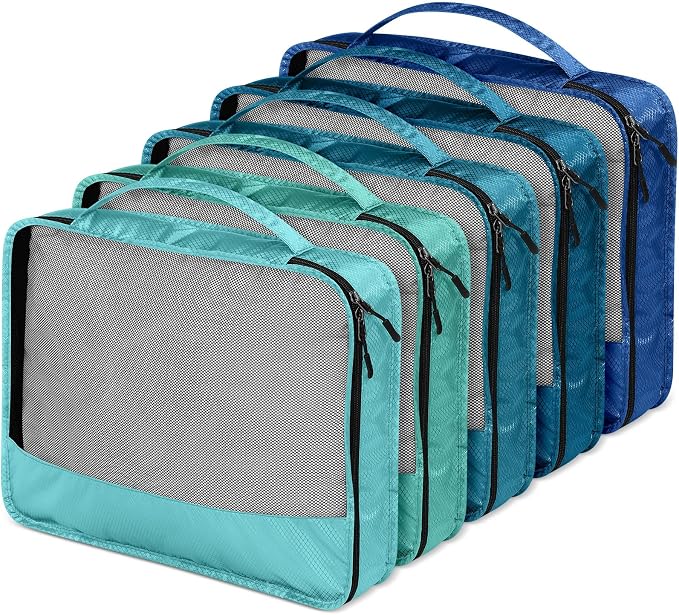 5 Pcs Packing Cubes for Suitcase Large Travel Cubes Carry on Luggage Organizer Bags for Clothes Accessories(M,Blue) - Image 7
