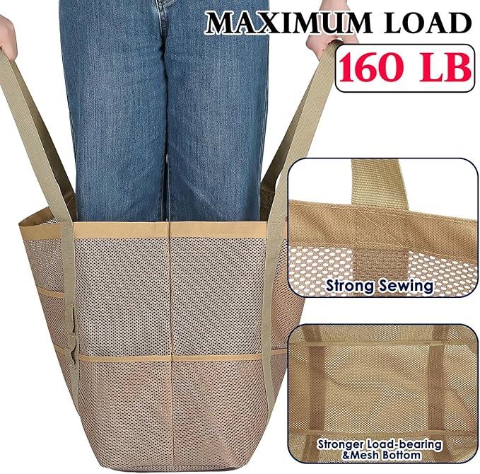 Fammart Mesh Beach Bag for Women, Large Beach Toy Pool Bag with Zipper Pocket, SandProof Cruise Essentials 2026 Family Travel - Image 7