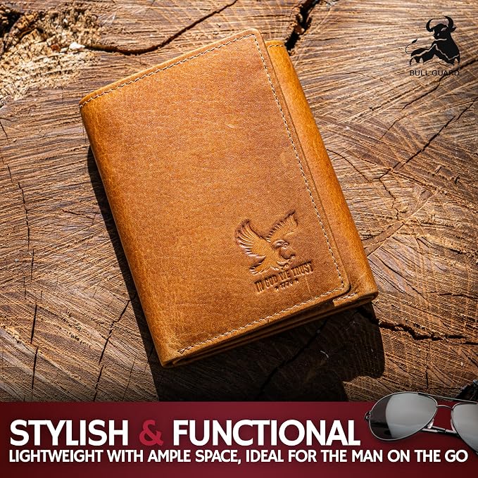BULL GUARD Best Leather Men's RFID Trifold Wallet With ID Great Outdoor Wallet - Image 3