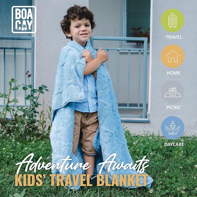 Travel Toddler Blanket for Airplane, Car - Soft Kids Throw Blanket for Daycare - Pillow for Girls, Boys with Backpack Clip, Luggage Sleeve - Image 2