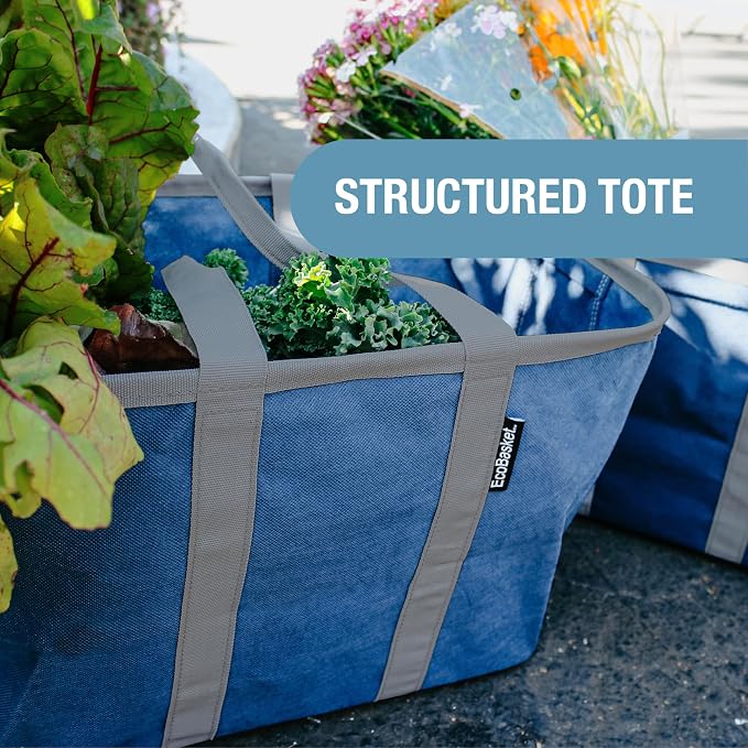 CleverMade EcoBasket Collapsible Grocery Tote, 30L Structured Tote Bag | Load Groceries Without the Bag Collapsing | The Structured Frame Stays Open, Then Folds to 1 Inch for Compact Trunk Storage - Image 5