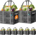 Fab totes Reusable Grocery Bags, Large Foldable Shopping Tote Bags with Reinforced Handles & Hard Bottom,8 Pack, Black by Fabtotes