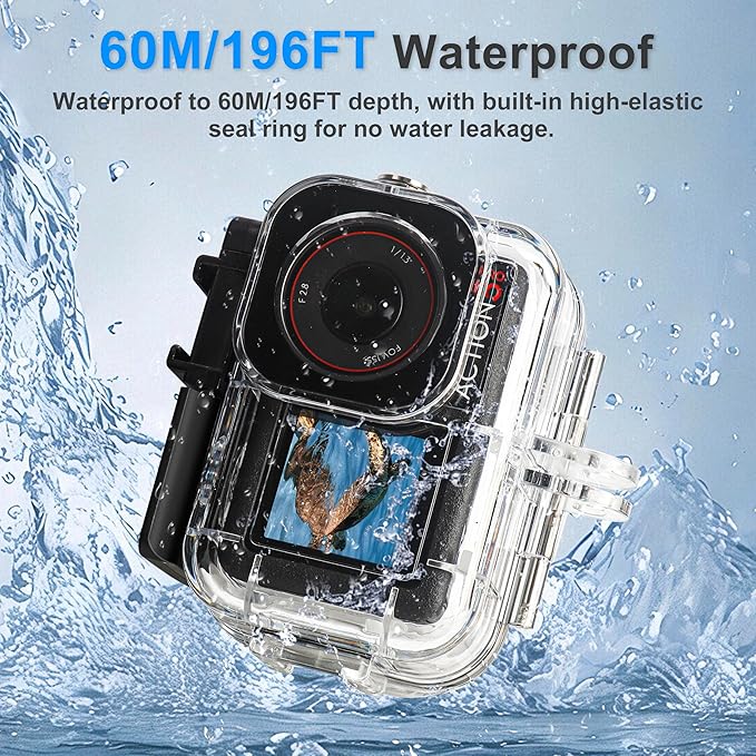 FitStill Waterproof Case for DJI Osmo Action 5pro/4/3 | 196FT/60M Underwater Diving Protective Housing,Dual-boot Design, Action 5 PRO/4/3 Accessories - Image 2