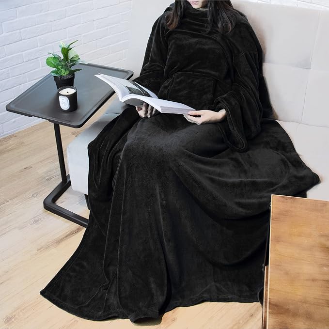 PAVILIA Wearable Blanket with Sleeves for Adult Women Men, Cozy Fleece Warm Wrap Throw with Arms, Gifts for Christmas, Wife - Image 6