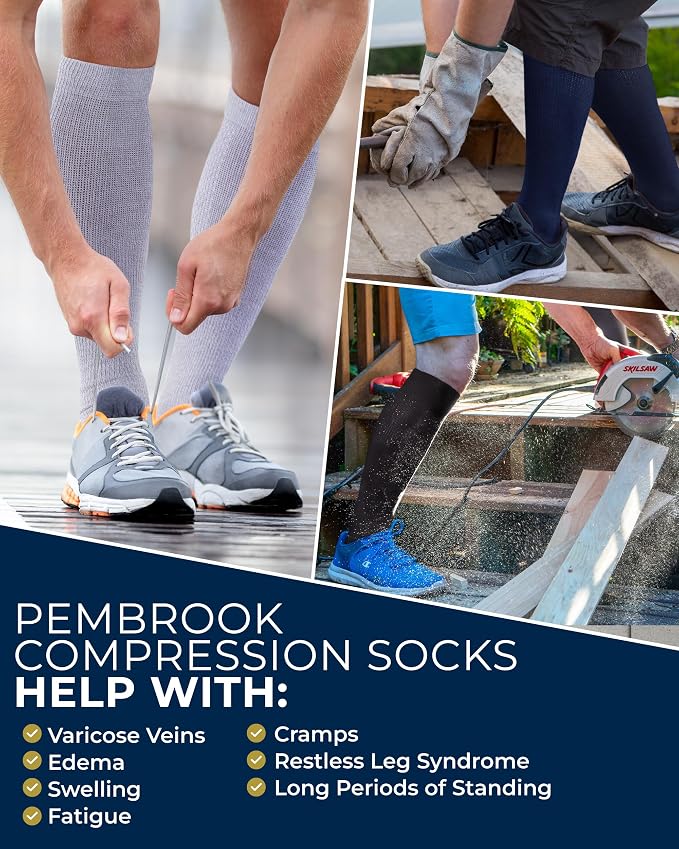 Pembrook® Light Compression Socks for Men & Women - 3 Pairs | 8-15 mmhg Compression Dress Socks for Men | Support Socks - Image 4