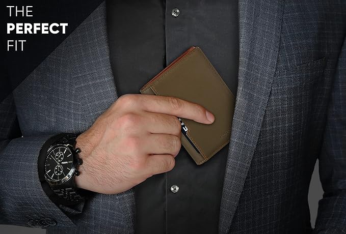 SERMAN BRANDS - Wallets for Men Slim Mens leather RFID Blocking Minimalist Card Front Pocket Bifold Travel Thin - Image 2