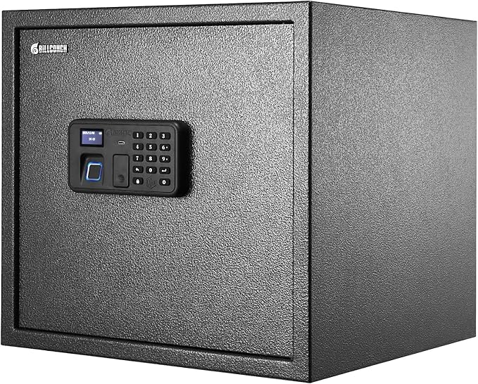 BILLCONCH Biometric Gun Safe for 6 Pistols, Large Handgun Safe for Home | 1.4 Cu Ft Safe for Documents and Valuables Quick Access by Fingerprint,Keypad,App,Key. Voice Guide, Silent Mode, LCD Display by BILLCONCHSmartGunSafes