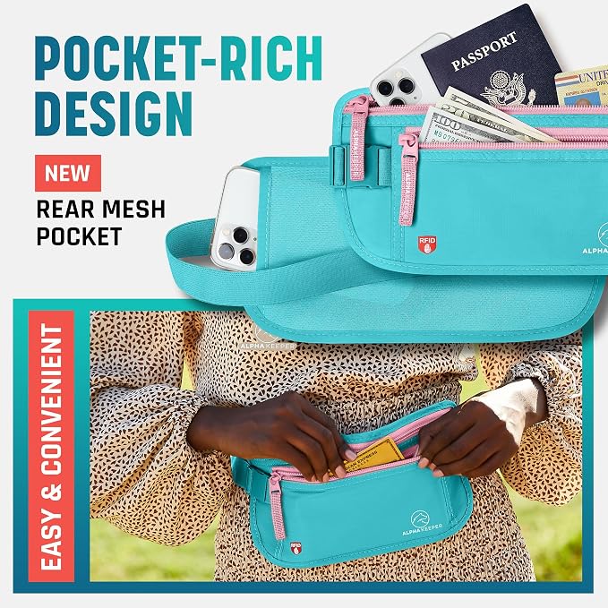 Alpha Keeper Money Belt for Travel Hidden Under Clothes – RFID Blocking Passport Holder & Slim Waist Wallet Pouch for Women & Men, Anti-Theft Travel Accessories - Image 5