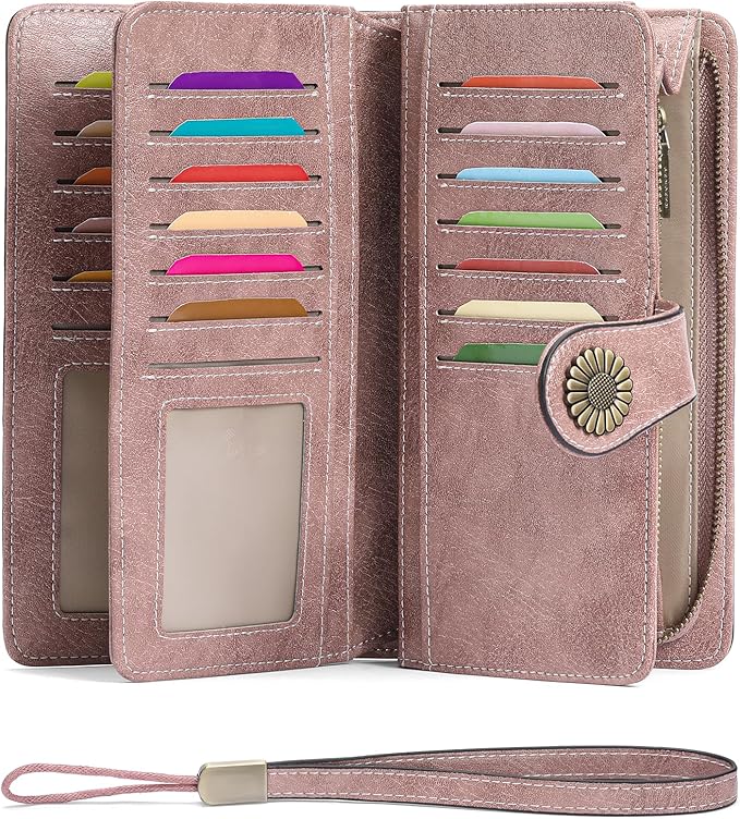 SENDEFN Wallets for Women Leather Credit Card Holder with RFID Blocking Large Capacity Wristlet | with RFID Blocking by SENDEFN