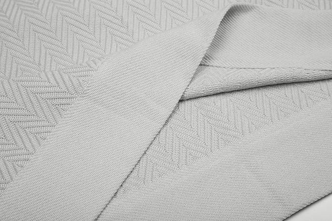 Threadmill Luxury Cotton Blankets for King Size Bed | All-Season Cozy 100% Cotton King Size Blanket | Herringbone Soft Fall Thermal Blanket fits California King Size Bed | Light Grey | 100% Cotton, Herringbone Pattern, 106x92 in, Breathable, All-Season... - Image 9