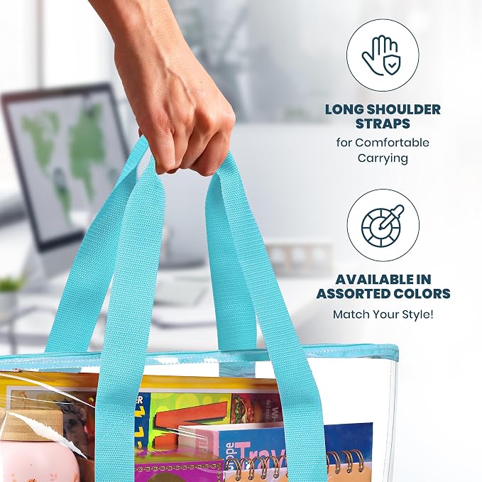 Handy Laundry Clear Tote Bag - Zipper Closure, Long Shoulder Strap, Fabric Trimming. - Image 6