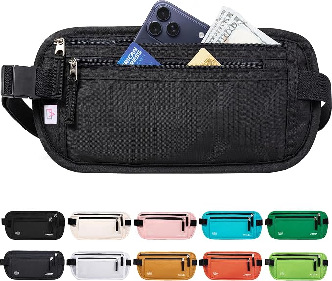 Money Belt Passport Holder Slim Hidden Travel Wallet with RFID Blocking by AIKELIDA