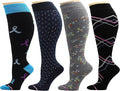 Dr. Motion 4 Pairs Women's Plus Size Wide Calf Compression Knee High Socks Graduated Support by Dr.+Motion