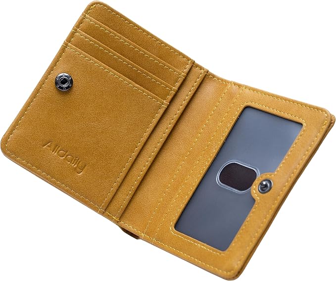 Alldaily Small RFID Wallet for Women Slim Compact Bifold Pocket Ladies Travel Mini Purse (Yellow) by Alldaily