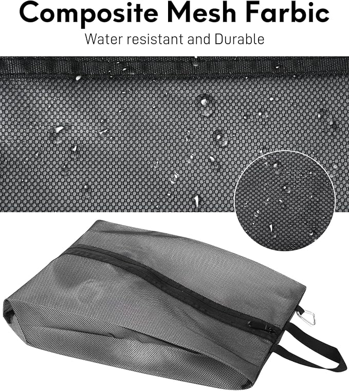 2 Pack Shoe Bags for Travel, Sneaker Bags, Waterproof Travel Shoe Bags with Zipper for Packing, Golf Shoe Dust Bags for Man and Women, Large, Black - Image 4