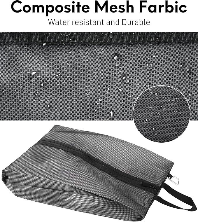 2 Pack Shoe Bags for Travel, Sneaker Bags, Waterproof Travel Shoe Bags with Zipper for Packing, Golf Shoe Dust Bags for Man and Women, Medium, Black - Image 4