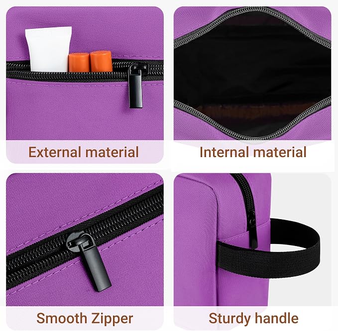 Elviros Travel Toiletry Bag for Women and Men,Lightweight Makeup Bag Hanging Dopp Kit with Shaving Compartment Cosmetic Organizer Small Tool Bag Travel Essentials Gift for Women(Grape Purple) - Image 6