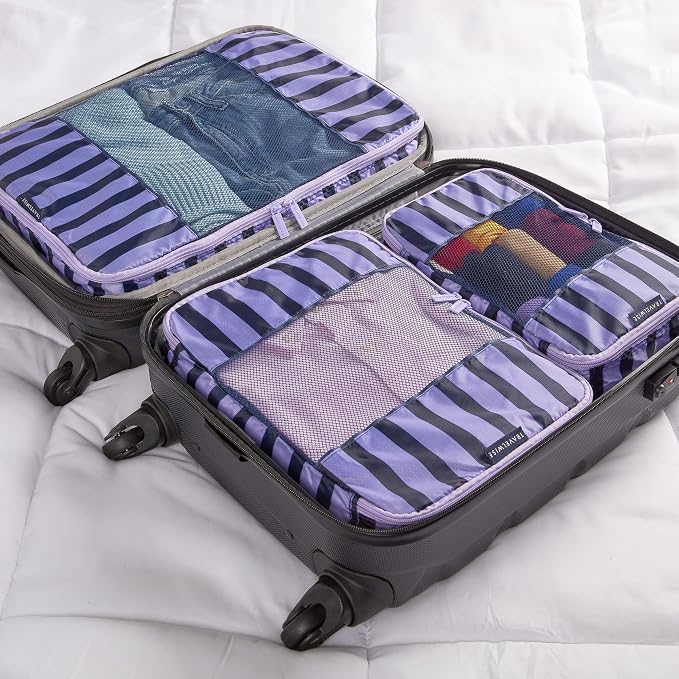 Travel Wise Packing Cubes for Travel - 5 Piece Set with Pattern Design, Lightweight Ripstop Nylon Luggage Organizers with Mesh Panel, Small Medium Large Sizes - Image 4
